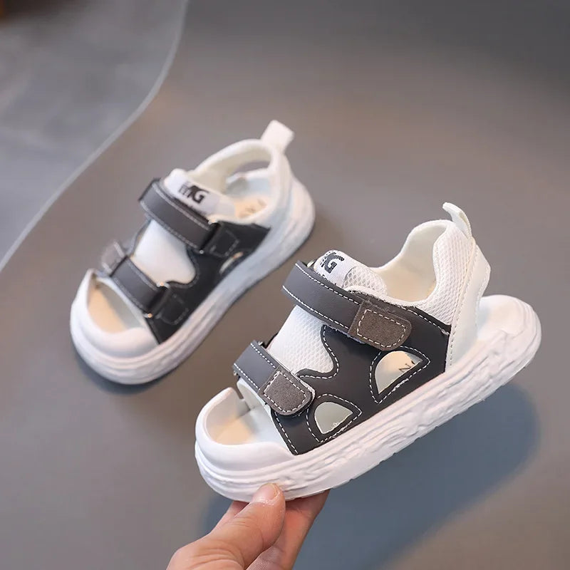 Breathable Patchwork Kids Sandals Boys Beach Shoes Girl Comfortable Cool Student Sportwear Flat Platform Sandals Children G05306