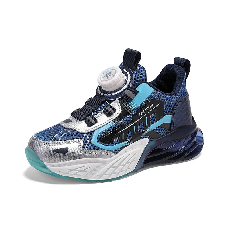 Children Fashion Sports Shoes Boys Girls Casual Rotary Buttons Outdoor Sneakers Breathable Soft Bottom Kids Mesh Running Shoes