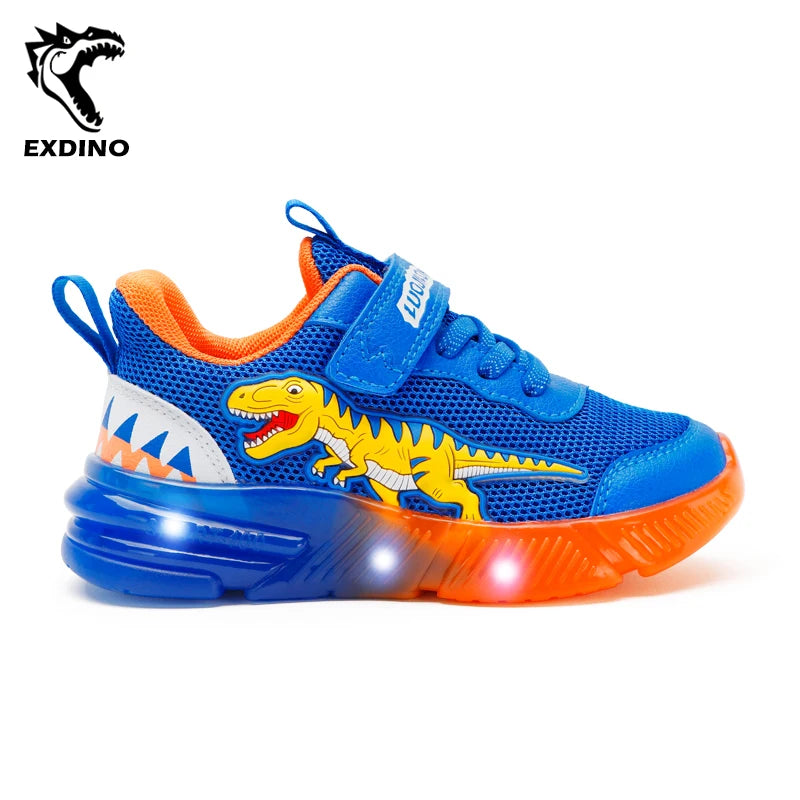 Dinosaur 2-6 Children'S LED T-REX Mesh Autumn New Light up Shoes Boys Little Kids Outdoor Casual Glowing Sports Sneakers