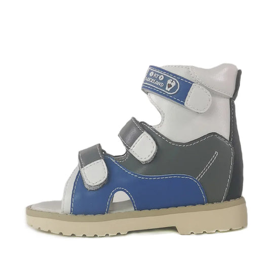 Boy Kid Orthopedic Shoes for Children Summer Black Leather Sandals Toddler Footwear Flat Feet with Ankle Support Size20-38