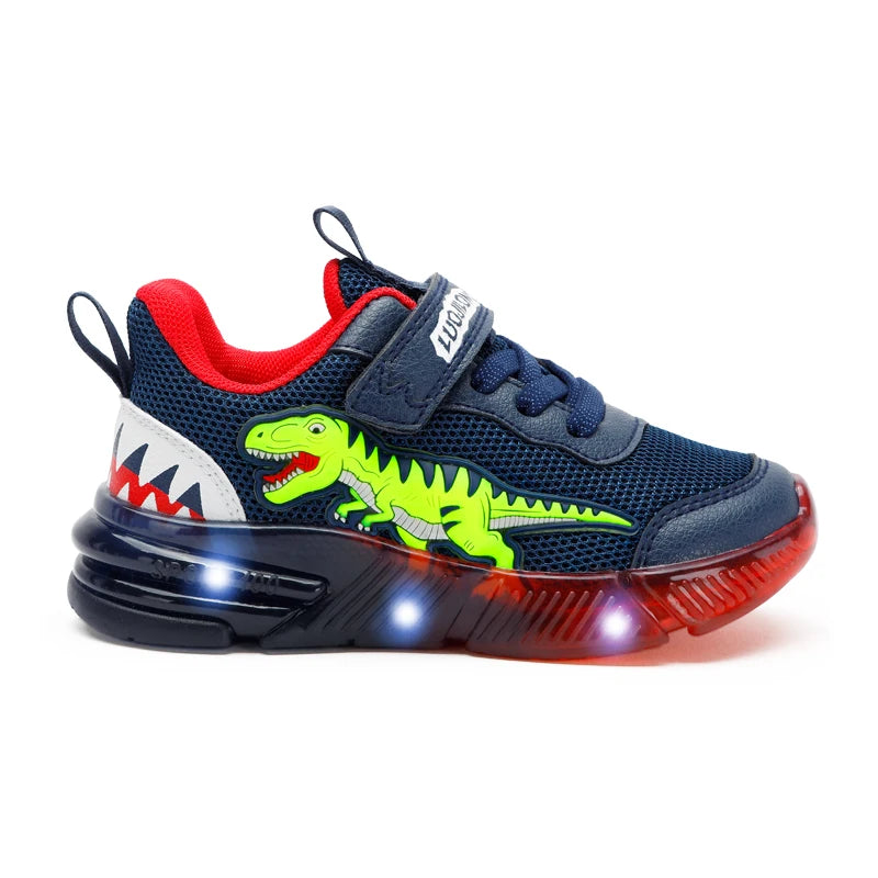 Dinosaur 2-6 Children'S LED T-REX Mesh Autumn New Light up Shoes Boys Little Kids Outdoor Casual Glowing Sports Sneakers