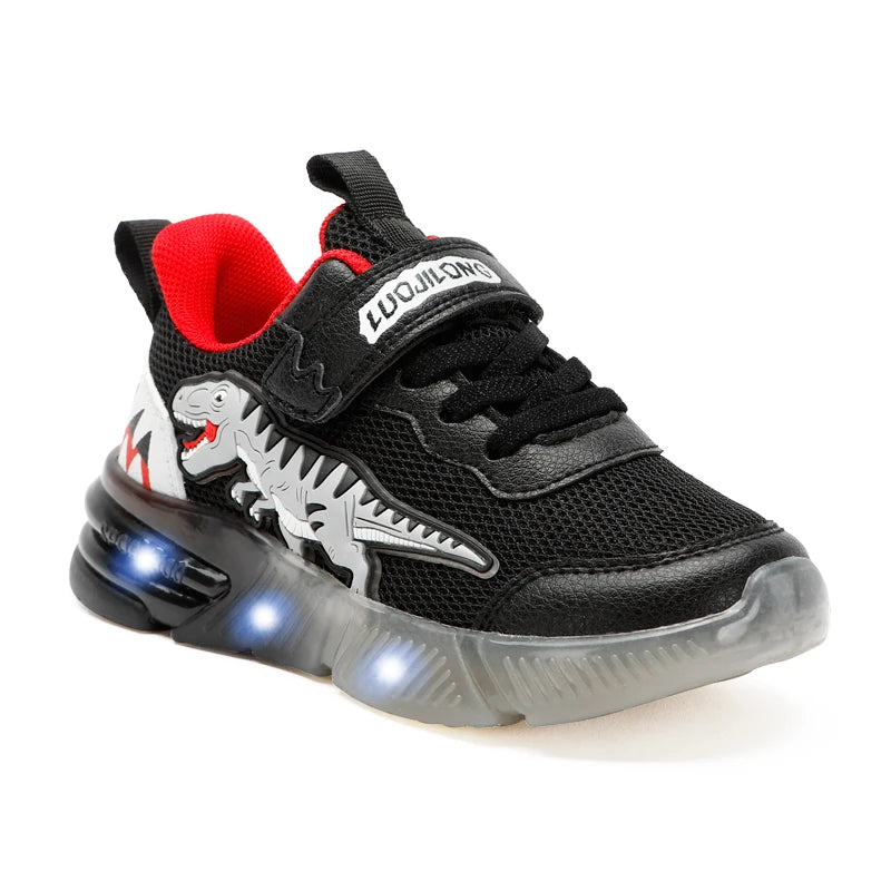 Dinosaur 2-6 Children'S LED T-REX Mesh Autumn New Light up Shoes Boys Little Kids Outdoor Casual Glowing Sports Sneakers