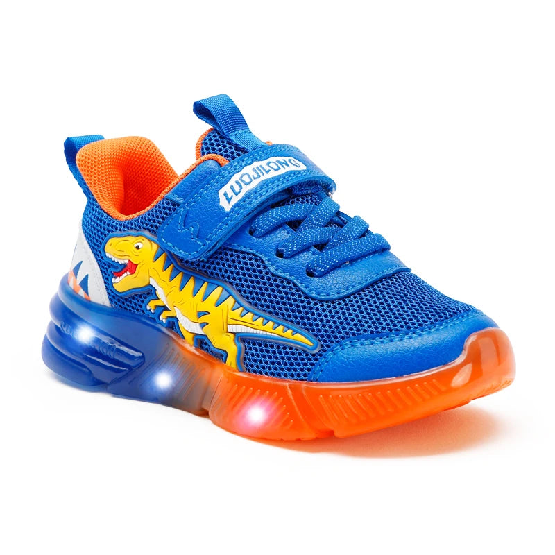 Dinosaur 2-6 Children'S LED T-REX Mesh Autumn New Light up Shoes Boys Little Kids Outdoor Casual Glowing Sports Sneakers