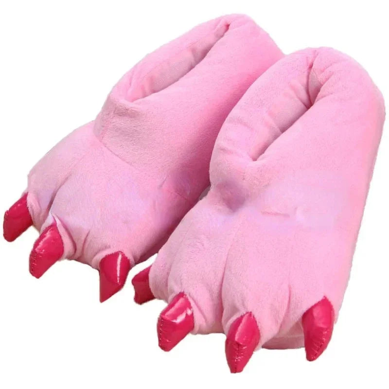 Animal Claw Boys Shoes Unicorn Slippers Kigurumi Pajamas Onesies Winter Kids Girls Shoes Warm Thicken Gray Paw House Slippers