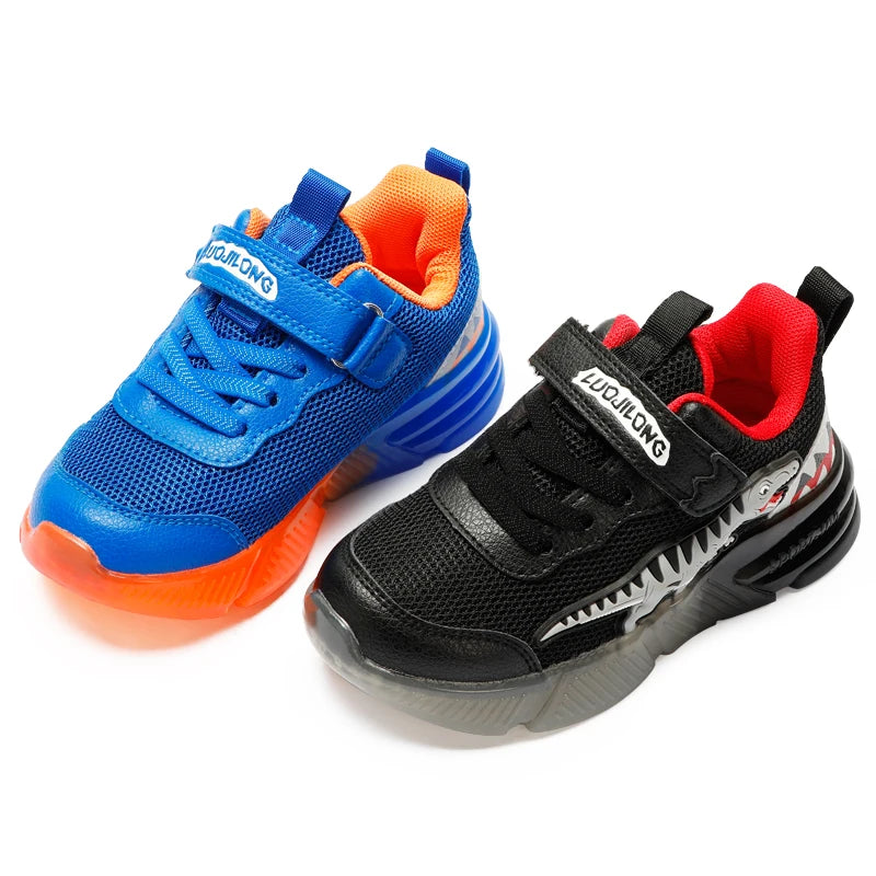 Dinosaur 2-6 Children'S LED T-REX Mesh Autumn New Light up Shoes Boys Little Kids Outdoor Casual Glowing Sports Sneakers