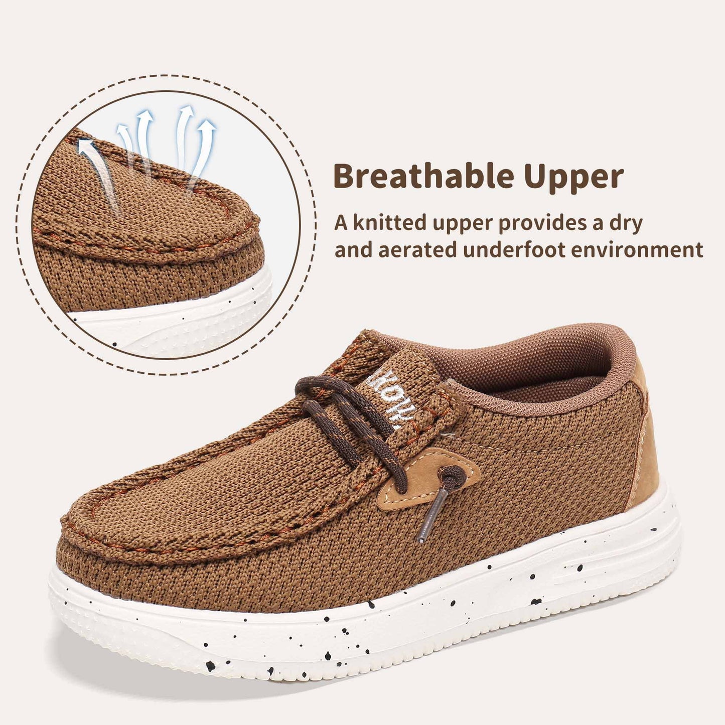 Kids Boys Girls Slip-On Casual Loafers Walking Shoes Comfortable & Lightweight (Color : Brown, Size : 2 Little Kid)