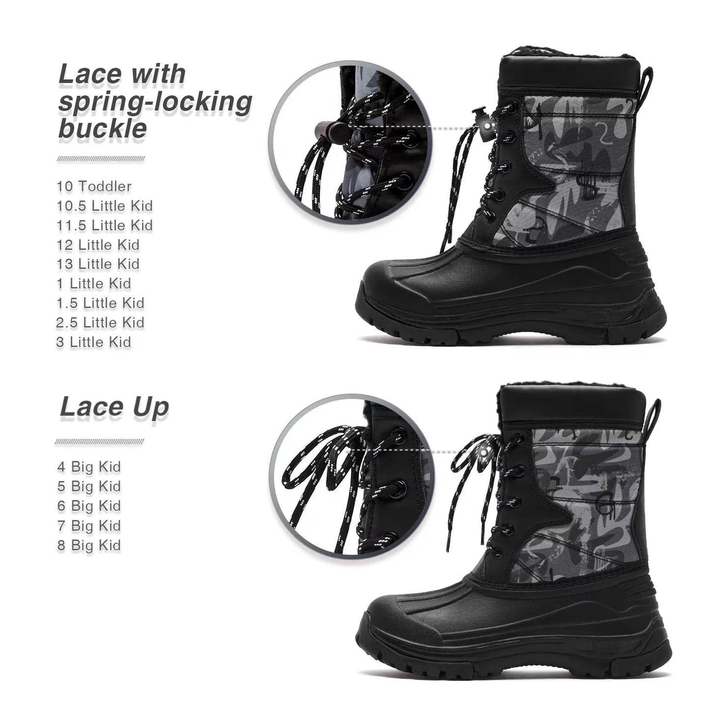 Boys' Waterproof Winter Snow Boots with Insulation for Cold Weather