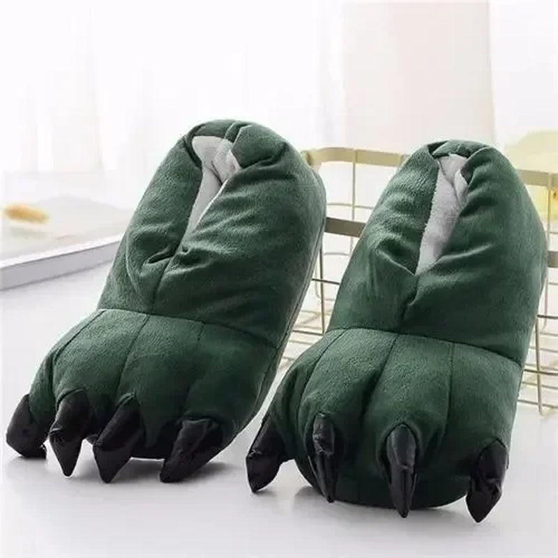 Animal Claw Boys Shoes Unicorn Slippers Kigurumi Pajamas Onesies Winter Kids Girls Shoes Warm Thicken Gray Paw House Slippers