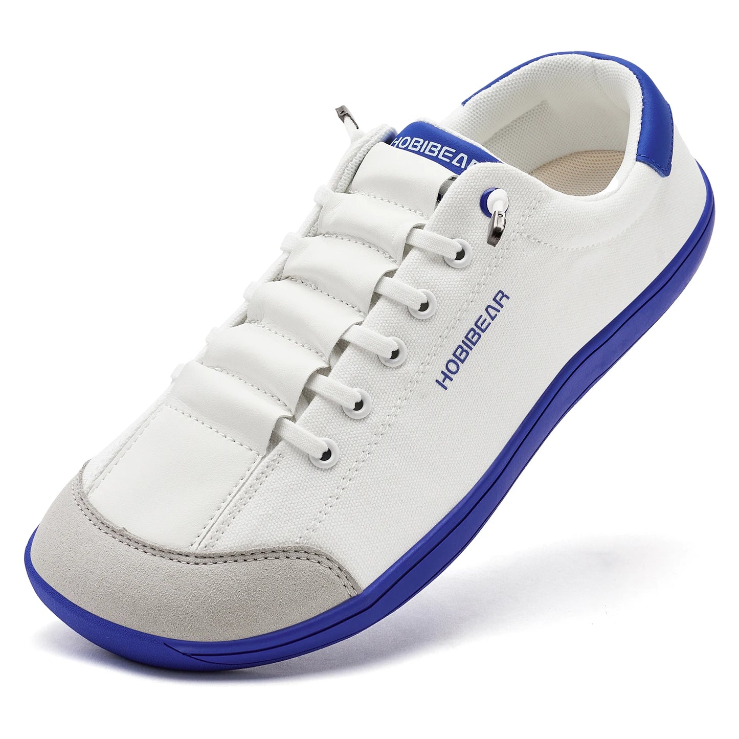 Wide Toe Barefoot Shoes for Unisex Minimalist Artificial Leather Sneakers Lightweight Adjustable Slip on Walking Shoes
