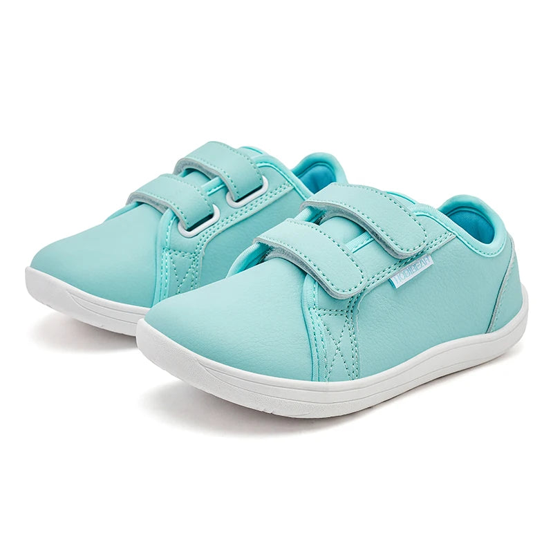 Kids Barefoot Shoes Little/Big/Kid Wide Toe Minimalist Sneakers Lightweight Hook Loop Artificial Leather Shoes