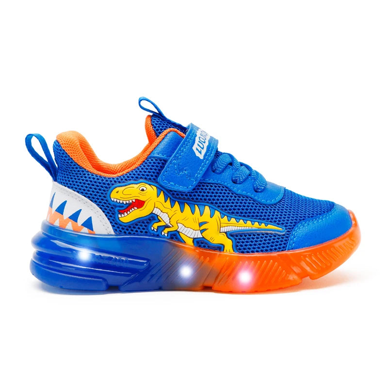 Dinosaur 2-6 Children'S LED T-REX Mesh Autumn New Light up Shoes Boys Little Kids Outdoor Casual Glowing Sports Sneakers