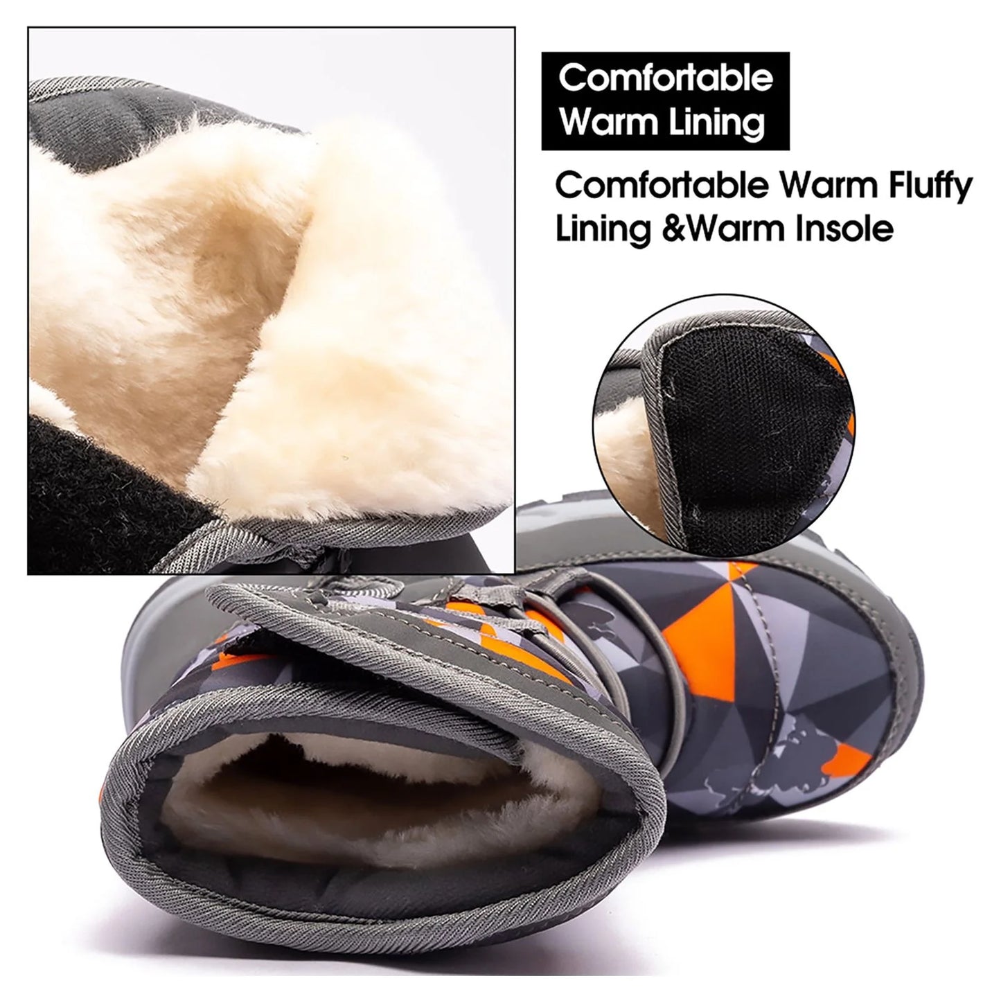 Boys Snow Boots Waterproof Outdoor Warm Slip Girls Winter Shoes(Size Toddler 5.5-Big Kids 7)