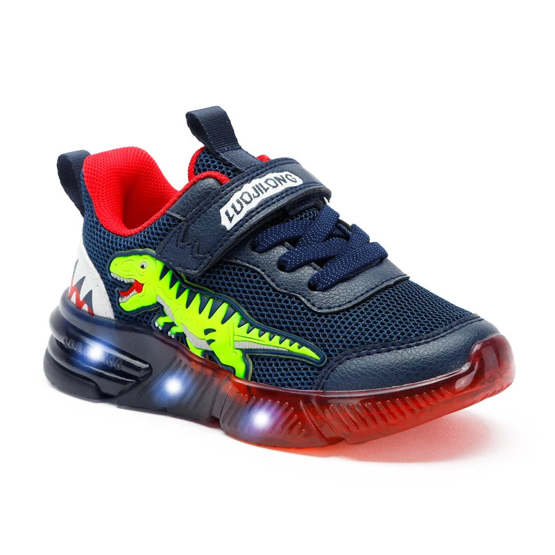 Dinosaur 2-6 Children'S LED T-REX Mesh Autumn New Light up Shoes Boys Little Kids Outdoor Casual Glowing Sports Sneakers