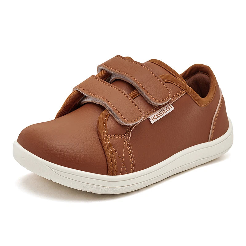 Kids Barefoot Shoes Little/Big/Kid Wide Toe Minimalist Sneakers Lightweight Hook Loop Artificial Leather Shoes