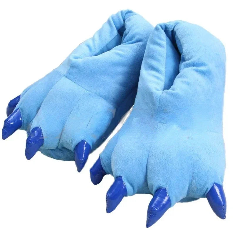 Animal Claw Boys Shoes Unicorn Slippers Kigurumi Pajamas Onesies Winter Kids Girls Shoes Warm Thicken Gray Paw House Slippers