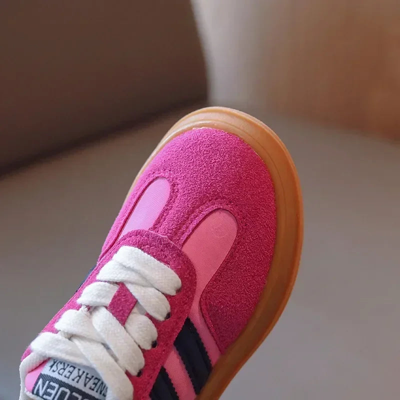 Kid Suede Color Splicing Casual Shoes Girl Boy Lace up Sneakers 2025 Autumn Child Walk Runing Sport Trainers Size 26-37