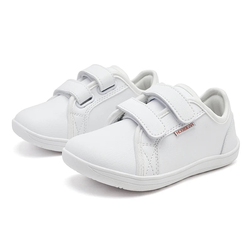 Kids Barefoot Shoes Little/Big/Kid Wide Toe Minimalist Sneakers Lightweight Hook Loop Artificial Leather Shoes