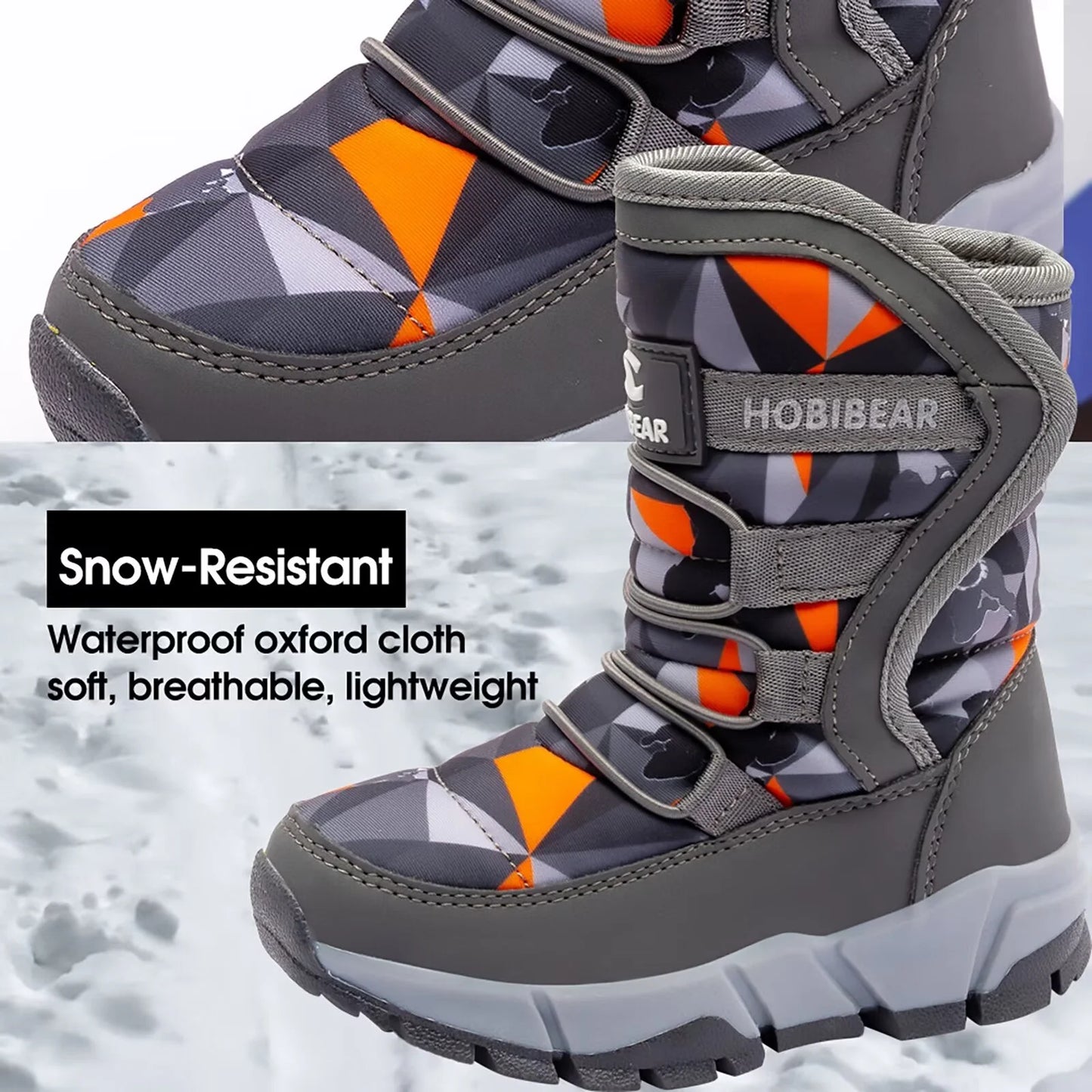 Boys Snow Boots Waterproof Outdoor Warm Slip Girls Winter Shoes(Size Toddler 5.5-Big Kids 7)