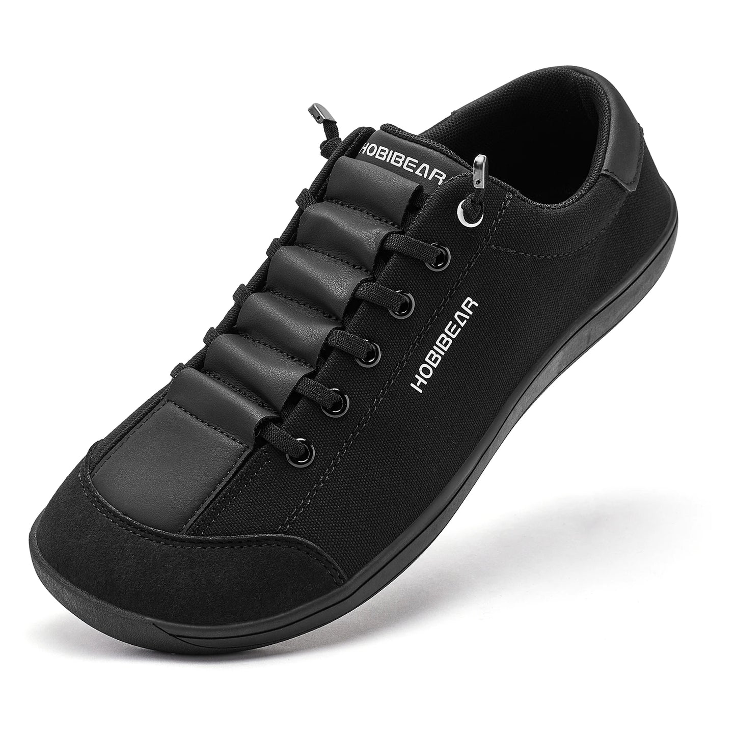 Wide Toe Barefoot Shoes for Unisex Minimalist Artificial Leather Sneakers Lightweight Adjustable Slip on Walking Shoes