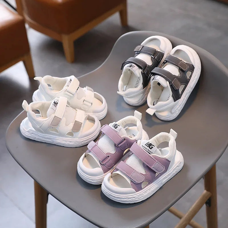 Breathable Patchwork Kids Sandals Boys Beach Shoes Girl Comfortable Cool Student Sportwear Flat Platform Sandals Children G05306