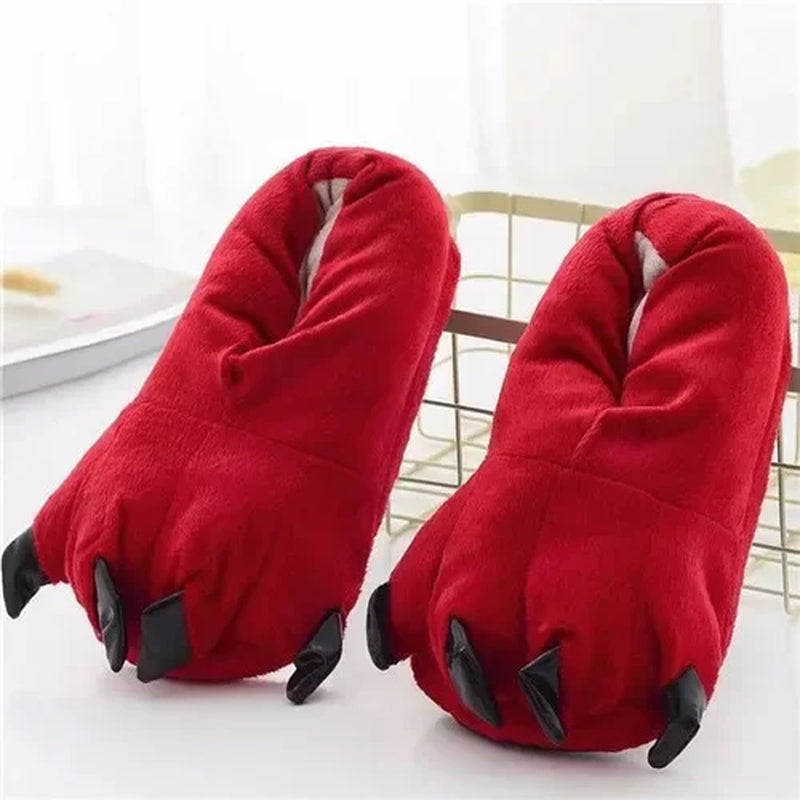 Animal Claw Boys Shoes Unicorn Slippers Kigurumi Pajamas Onesies Winter Kids Girls Shoes Warm Thicken Gray Paw House Slippers