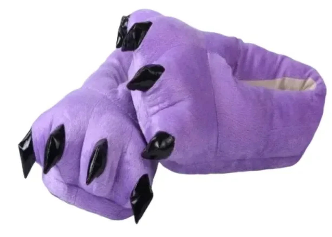 Animal Claw Boys Shoes Unicorn Slippers Kigurumi Pajamas Onesies Winter Kids Girls Shoes Warm Thicken Gray Paw House Slippers
