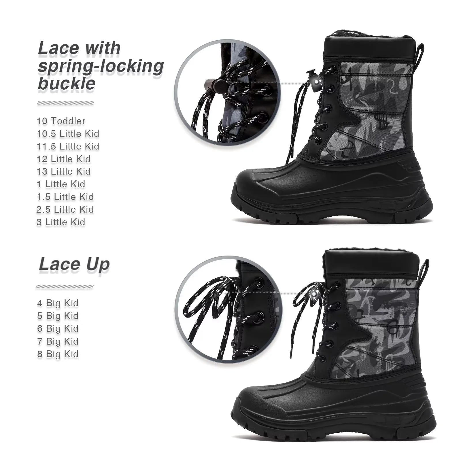 Boys' Waterproof Winter Snow Boots with Insulation for Cold Weather