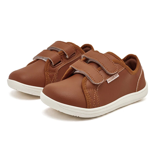 Kids Barefoot Shoes Little/Big/Kid Wide Toe Minimalist Sneakers Lightweight Hook Loop Artificial Leather Shoes