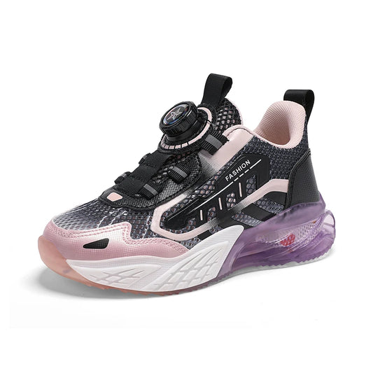 Children Fashion Sports Shoes Boys Girls Casual Rotary Buttons Outdoor Sneakers Breathable Soft Bottom Kids Mesh Running Shoes