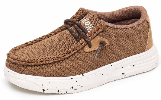 Kids Boys Girls Slip-On Casual Loafers Walking Shoes Comfortable & Lightweight (Color : Brown, Size : 2 Little Kid)