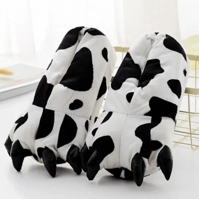 Animal Claw Boys Shoes Unicorn Slippers Kigurumi Pajamas Onesies Winter Kids Girls Shoes Warm Thicken Gray Paw House Slippers