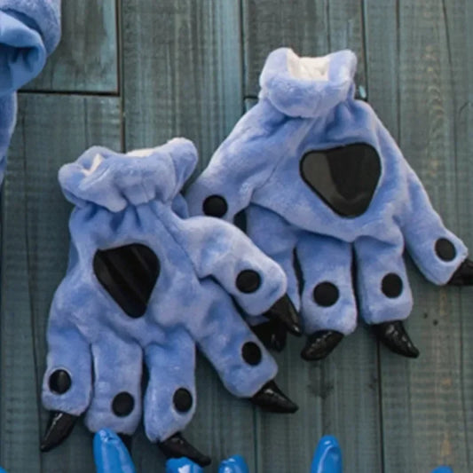 Animal Claw Boys Shoes Unicorn Slippers Kigurumi Pajamas Onesies Winter Kids Girls Shoes Warm Thicken Gray Paw House Slippers